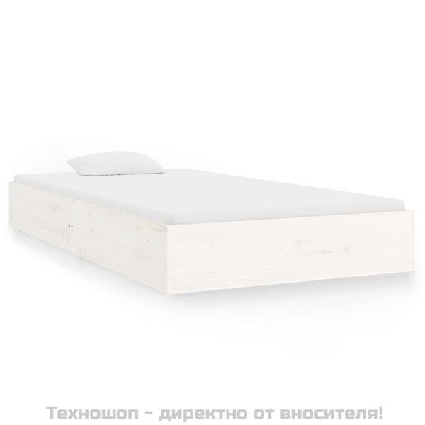 Рамка за легло, бяла, масивно дърво, 90х200 см