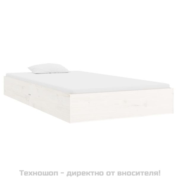 Рамка за легло, бяла, масивно дърво, 90х200 см