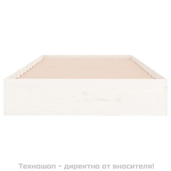 Рамка за легло, бяла, масивно дърво, 90х200 см