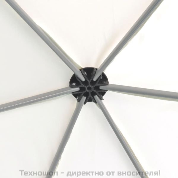 Шестоъгълна pop-up шатра с 6 стени кремавобяла 3,6x3,1 м
