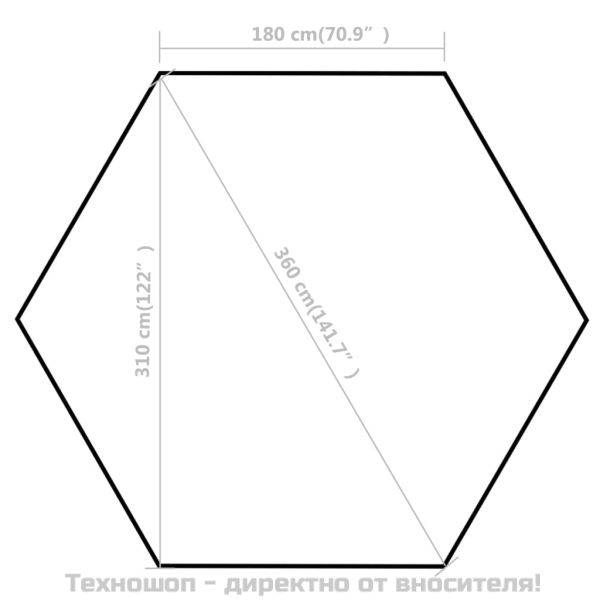 Шестоъгълна pop-up шатра с 6 стени кремавобяла 3,6x3,1 м