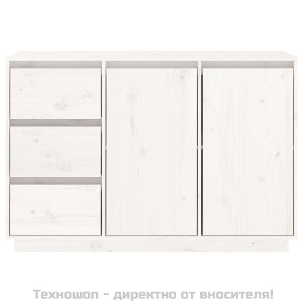 Сайдборд, бял, 111x34x75 см, бор масив
