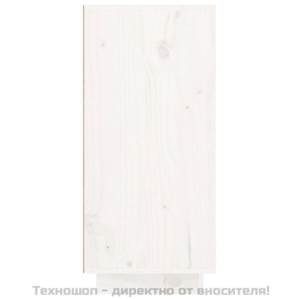 Сайдборд, бял, 111x34x75 см, бор масив