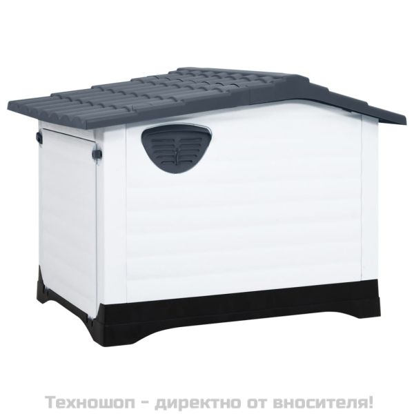 Кучешка къщичка, сива, 90,5x68x66 см, полипропилен