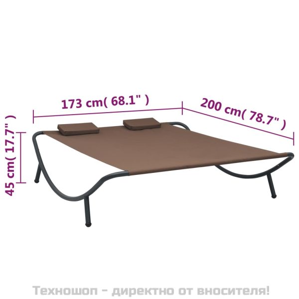 Градинско лаундж легло, текстил, кафяво