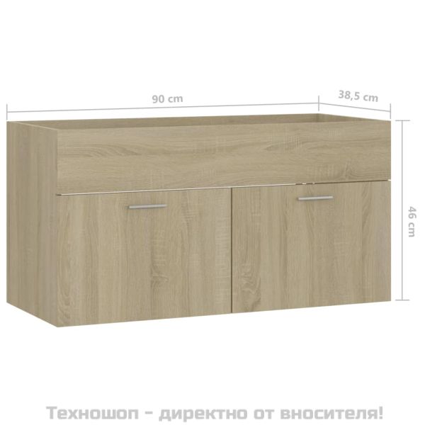 Долен шкаф за мивка, дъб сонома, 90x38,5x46 см, инженерно дърво