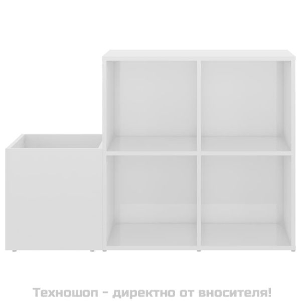 Шкаф за обувки, бял гланц, 105x35,5x70 см, инженерно дърво