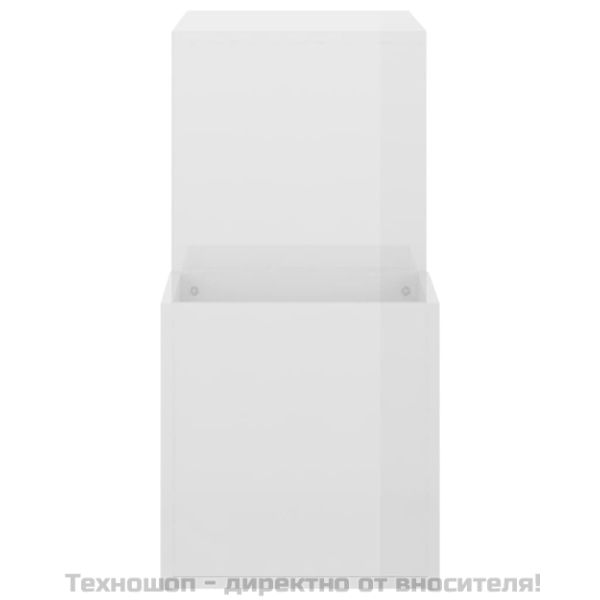 Шкаф за обувки, бял гланц, 105x35,5x70 см, инженерно дърво