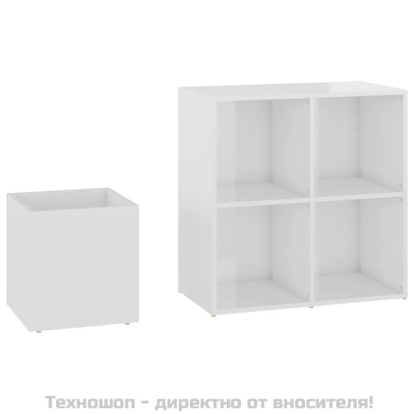 Шкаф за обувки, бял гланц, 105x35,5x70 см, инженерно дърво