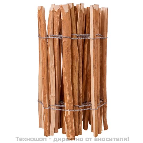 Дървена ограда от колчета, лешниково дърво, 60x500 см
