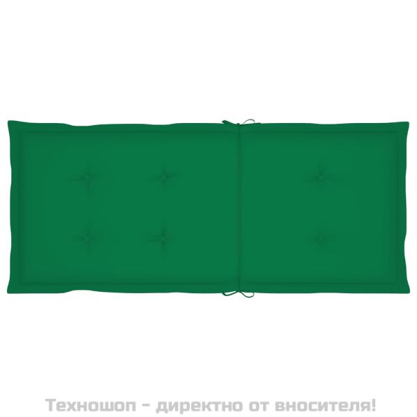 Възглавници за столове с облегалки 2 бр зелени 120x50x3 см плат