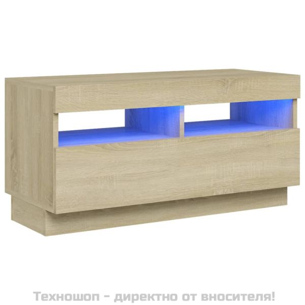 ТВ шкаф с LED осветление, дъб сонома, 80x35x40 см