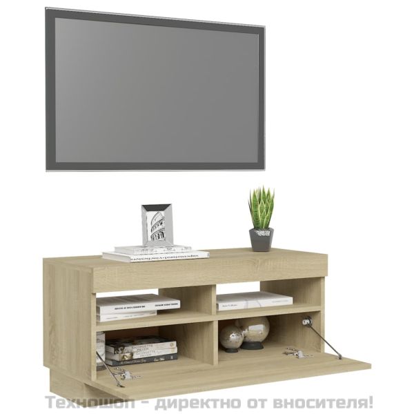 ТВ шкаф с LED осветление, дъб сонома, 80x35x40 см