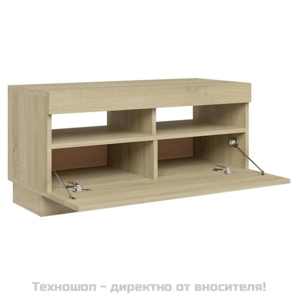 ТВ шкаф с LED осветление, дъб сонома, 80x35x40 см