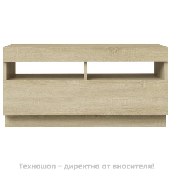 ТВ шкаф с LED осветление, дъб сонома, 80x35x40 см
