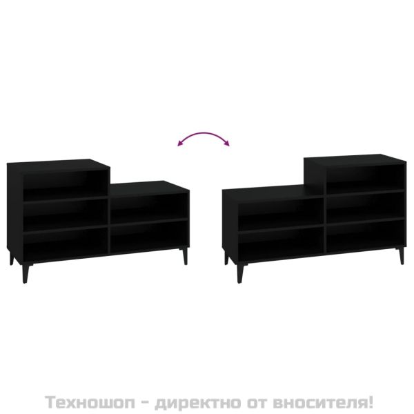 Шкаф за обувки, черен, 102x36x60 см, инженерно дърво