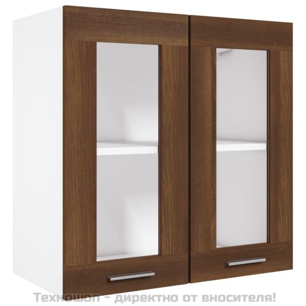 Висящ стъклен шкаф "Lyon", кафяв дъб, 60x31x60 см, инженерно дърво