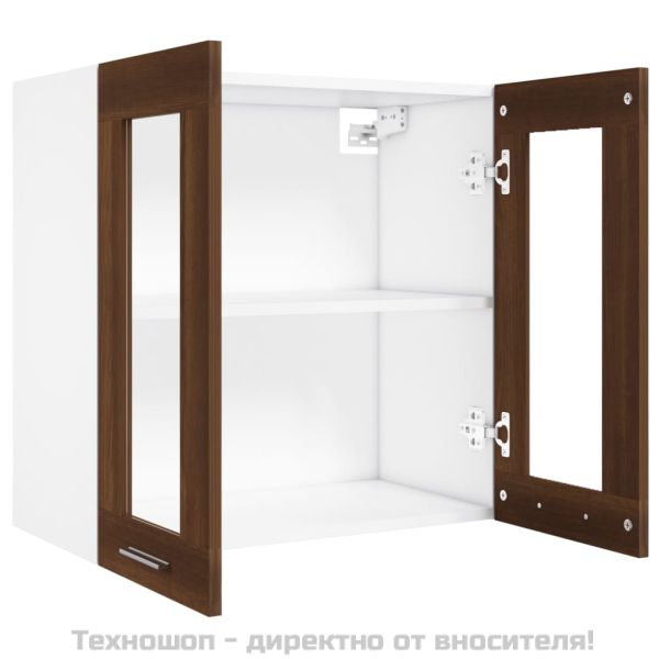 Висящ стъклен шкаф "Lyon", кафяв дъб, 60x31x60 см, инженерно дърво