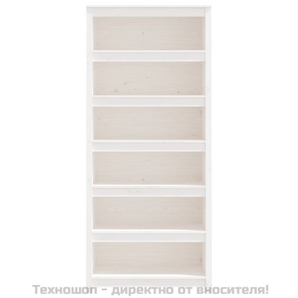 Библиотека, бяла, 80x35x183 см, борово дърво масив