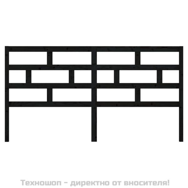 Горна табла за легло, черна, 186x4x100 см, бор масив