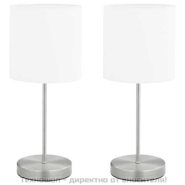 Настолни лампи, 2 бр, сензорен бутон, бели, E14