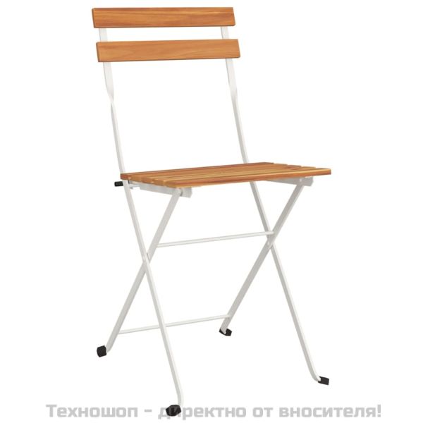 Сгъваеми бистро столове, 4 бр, акация масив и стомана