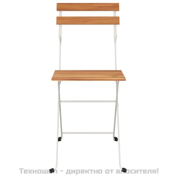 Сгъваеми бистро столове, 4 бр, акация масив и стомана