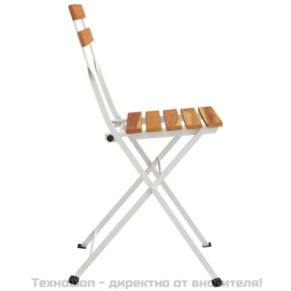 Сгъваеми бистро столове, 4 бр, акация масив и стомана