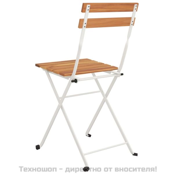 Сгъваеми бистро столове, 4 бр, акация масив и стомана