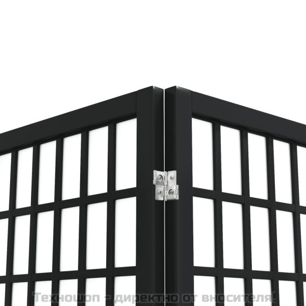 Параван за стая, 5 панела, японски стил, 200x170 cм, черен