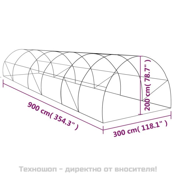 Оранжерия, 27 м², 900x300x200 см