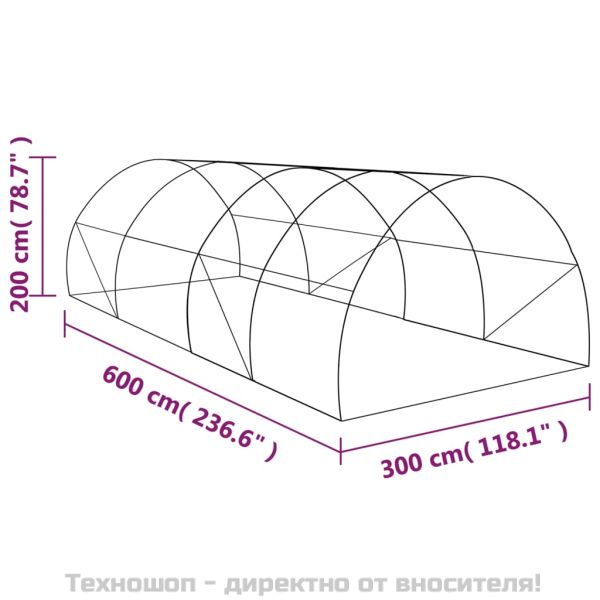Оранжерия, 18 м², 600x300x200 см