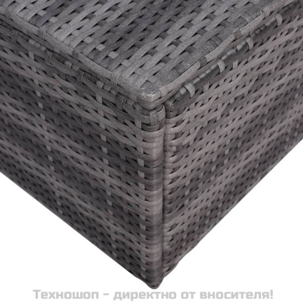 Градински комплект с възглавници, 5 части, полиратан, сив