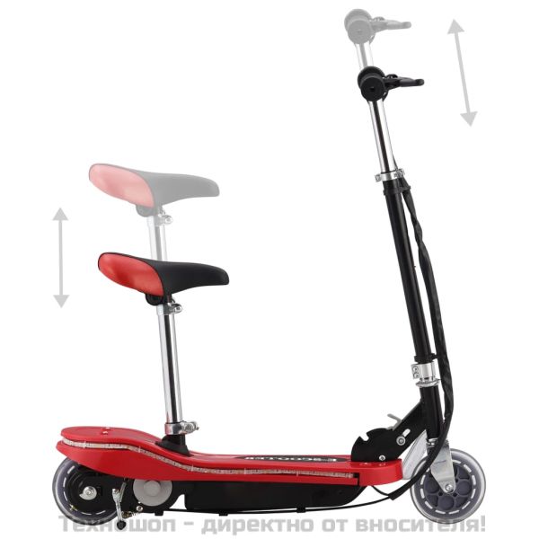 Детска тротинетка със седалка и LED, 120 W, червена