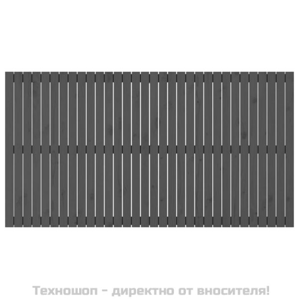 Стенна табла за спалня, сива, 204x3x110 см, борово дърво масив