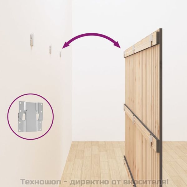 Стенна табла за спалня, сива, 204x3x110 см, борово дърво масив