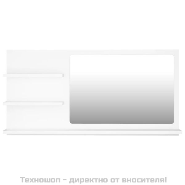 Огледало за баня, бял, 90x10,5x45 см, инженерно дърво