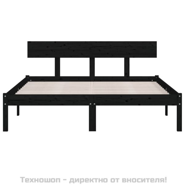 Рамка за легло, черна, бор масив, 160х200 см