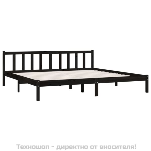Рамка за легло, черна, борово дърво масив, 200x200 см