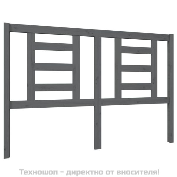 Горна табла за легло, сива, 146x4x100 см, бор масив