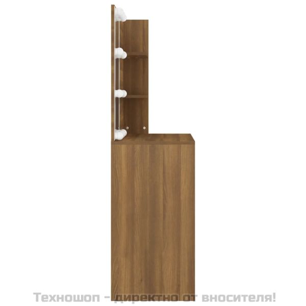 Тоалетка с LED, кафяв дъб, 74,5x40x141 см