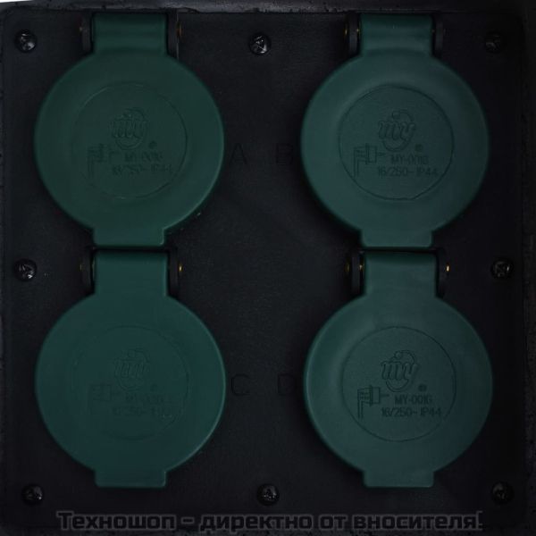 Градински контакт, 4 слота, водоустойчива полимерна смола, сив