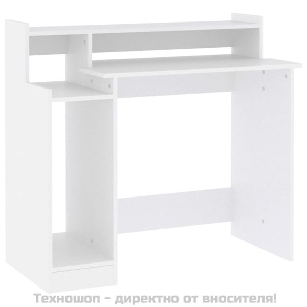 Бюро с LED осветление, бяло, 97x45x90 см, инженерно дърво