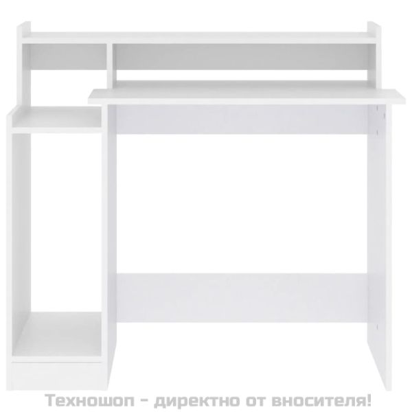 Бюро с LED осветление, бяло, 97x45x90 см, инженерно дърво