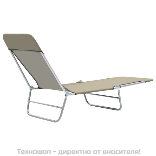 Сгъваеми шезлонги, 2 бр, стомана и текстил, таупе