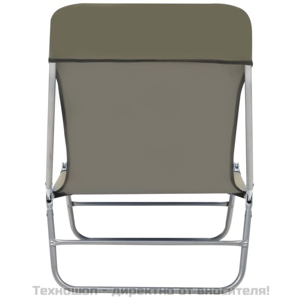 Сгъваеми шезлонги, 2 бр, стомана и текстил, таупе