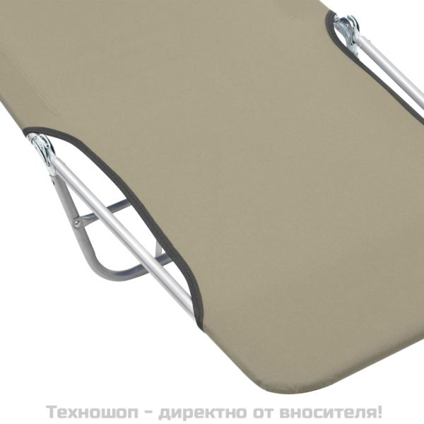 Сгъваеми шезлонги, 2 бр, стомана и текстил, таупе