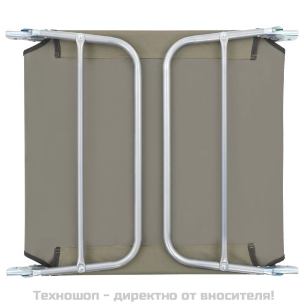 Сгъваеми шезлонги, 2 бр, стомана и текстил, таупе