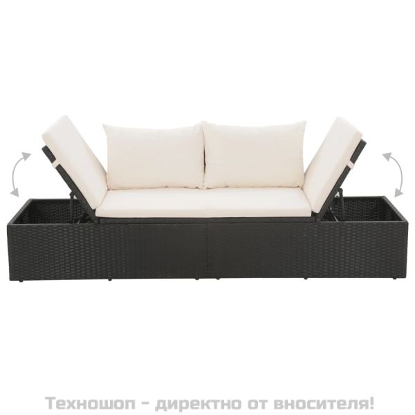 Градинско легло, черно, 195x60 см, полиратан