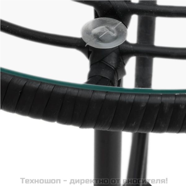 Градински трапезен комплект, 5 части, черен, полиратан